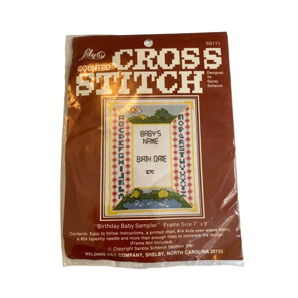 BIRTHDAY BABY SAMPLER--ABC's-Name & Birth Date-Counted Cross Stitch KIT NEW - Picture 1 of 2